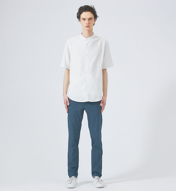 ABAHOUSE「バンドカラー半袖ストライプシャツ」|シャツ・ブラウス|