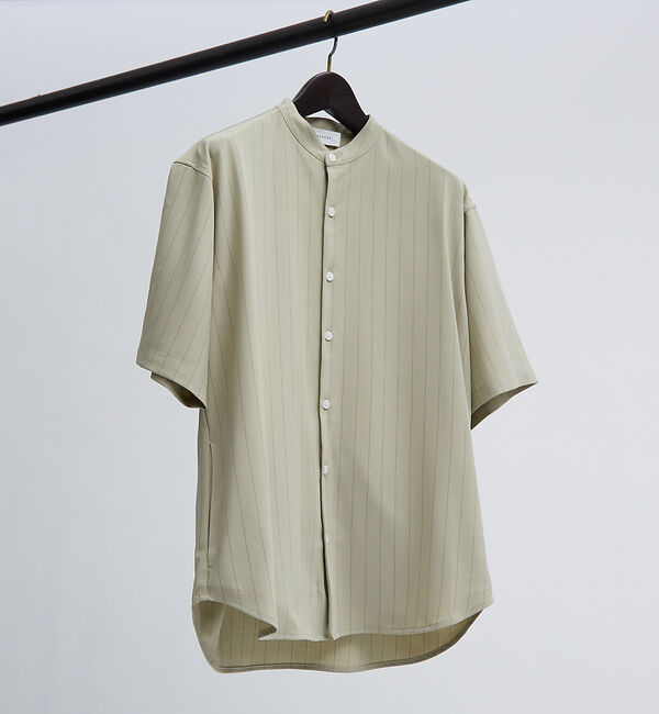 ABAHOUSE「バンドカラー半袖ストライプシャツ」|シャツ・ブラウス|