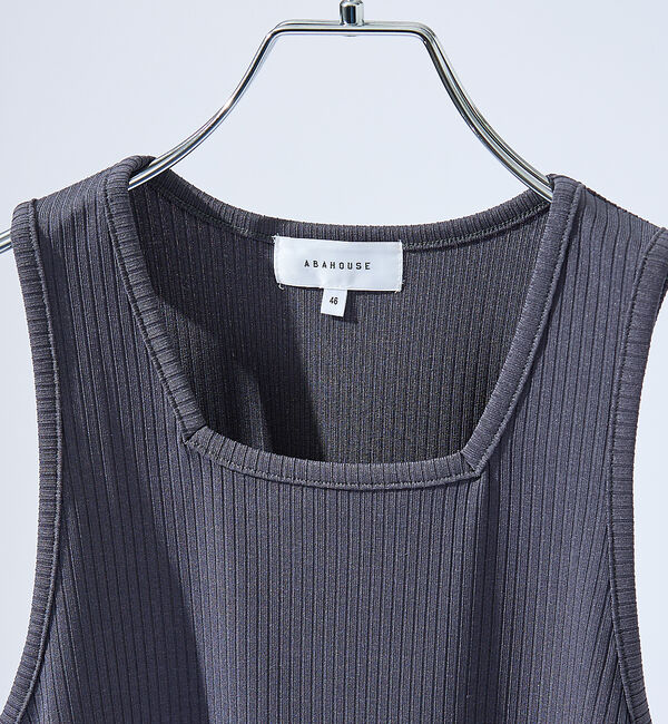 ABAHOUSE「【スクエアネック】ストレッチ テレコ タンクトップ」|キャミソール|
