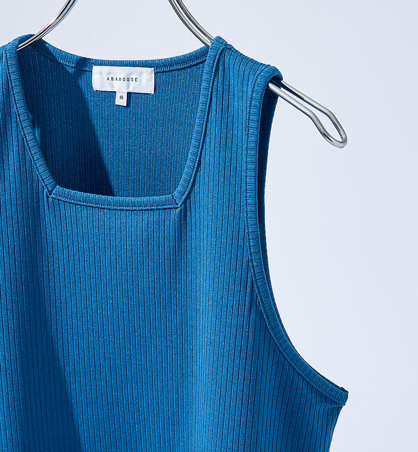 ABAHOUSE「【スクエアネック】ストレッチ テレコ タンクトップ」|キャミソール|ブルー