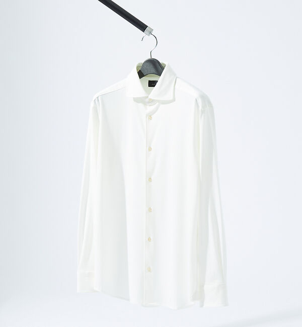 ABAHOUSE「【接触冷感】アイスピケ ストレッチ 長袖シャツ / FLEX SHIRTS」|シャツ・ブラウス|ホワイト