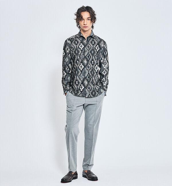 ABAHOUSE「【ON/OFF兼用】パウダータッチ  ピンタック イージースラックス / 360」|スラックス|