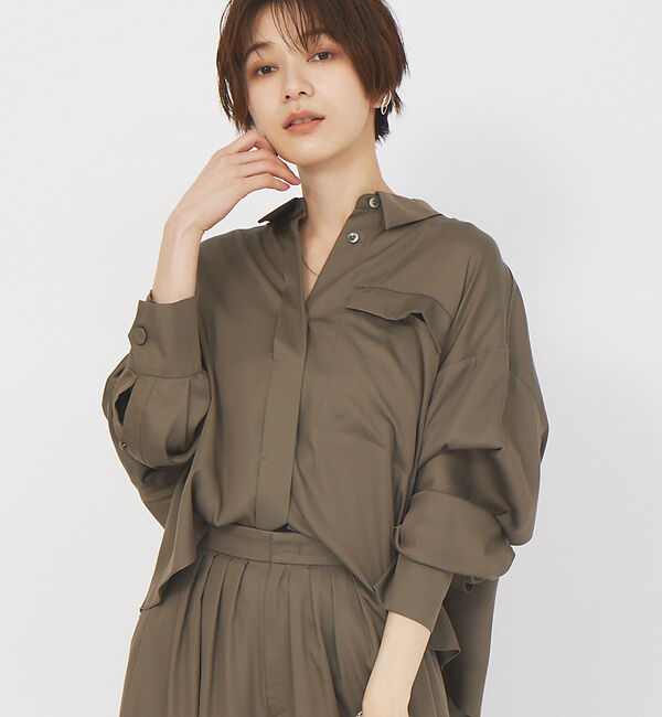 Rouge vif「【セットアップ対応】スリーブスリットシャツ」|シャツ・ブラウス|モカ