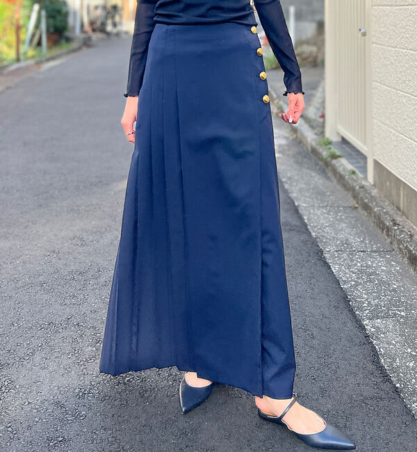 Rouge vif「【セットアップ対応】ラッププリーツボタンスカート」|スカート|