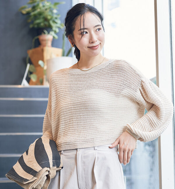 Rouge vif「麻混 変形天竺ニットプルオーバー」|ニット・セーター|