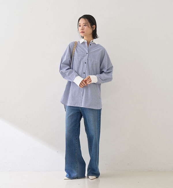 Rouge vif「コットンストライプクレリックシャツ」|シャツ・ブラウス|