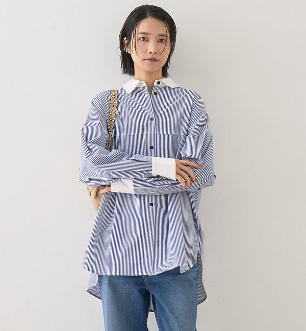 Rouge vif「コットンストライプクレリックシャツ」|シャツ・ブラウス|