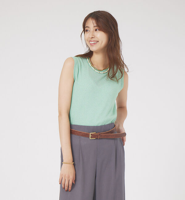 qualite「ツィストテレコノースリーブ」|Tシャツ・カットソー|グリーン