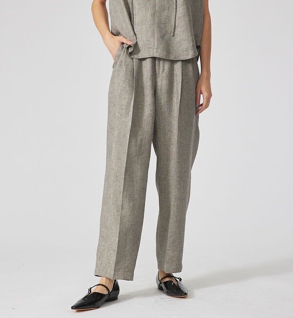 qualite「【セットアップ対応】ラメリネンタックパンツ」|その他|グレー