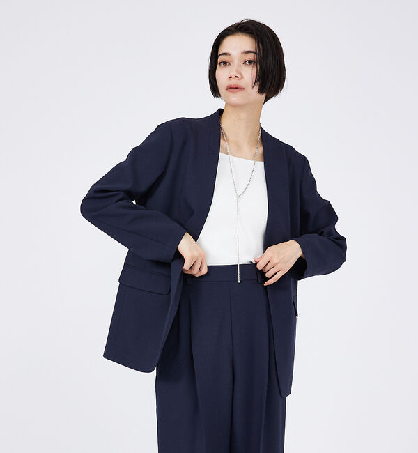 qualite「【セットアップ対応】クリスピーリネンジャケット」|ノーカラージャケット|