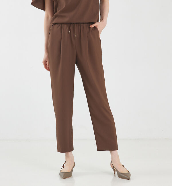 qualite「【セットアップ対応】バックサテンジョーゼットパンツ」|その他|ブラウン