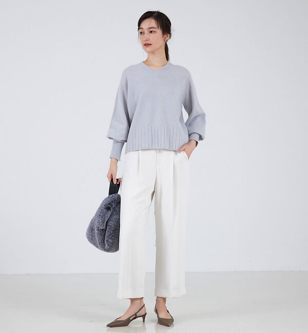 qualite「ウールグアイウールVネックニット」|ニット・セーター|