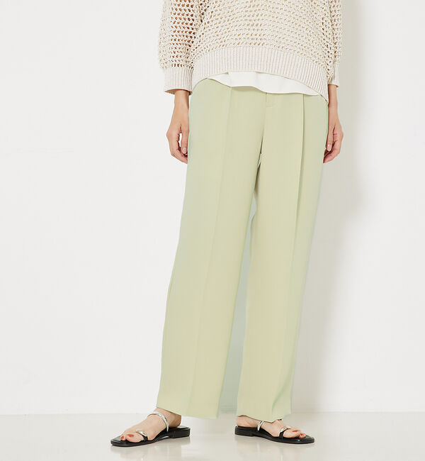 qualite「トルコサテンストレートパンツ」|その他|ライム
