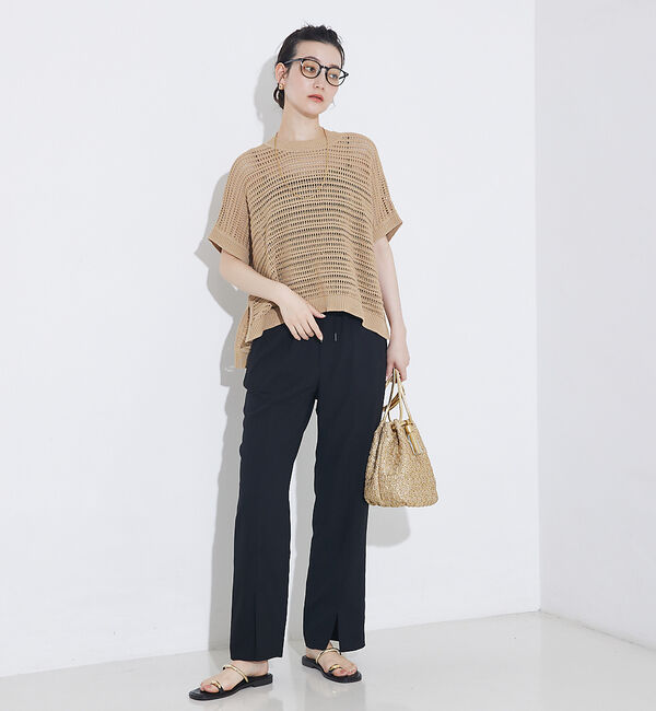 qualite「バックサテンジョーゼットベンツパンツ」|その他|