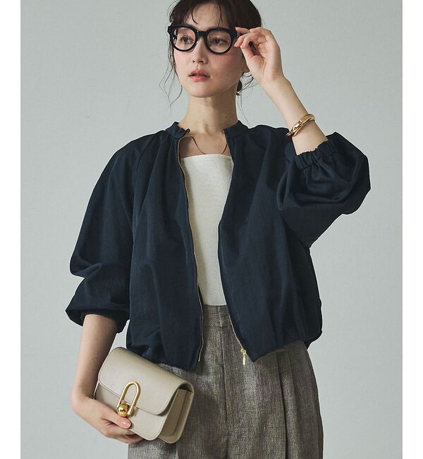 qualite「残りわずか！在庫あるのみ！【撥水ナイロン使用】ナイロンドレープブルゾン」|ブルゾン・スタジャン|ネイビー