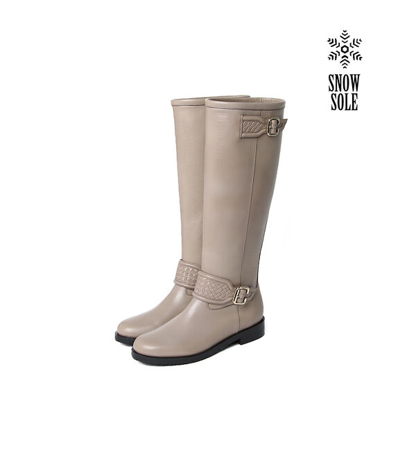 AU BANNISTER「【スノーソール】ベルトロングブーツ」|ショートブーツ|グレージュ