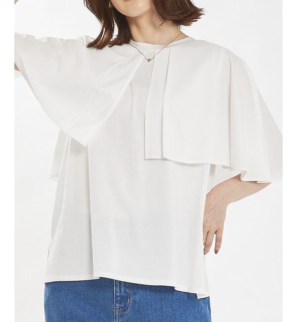 abahouse mavie「シルケットマルチWAYケーププルオーバー」|Tシャツ・カットソー|ホワイト