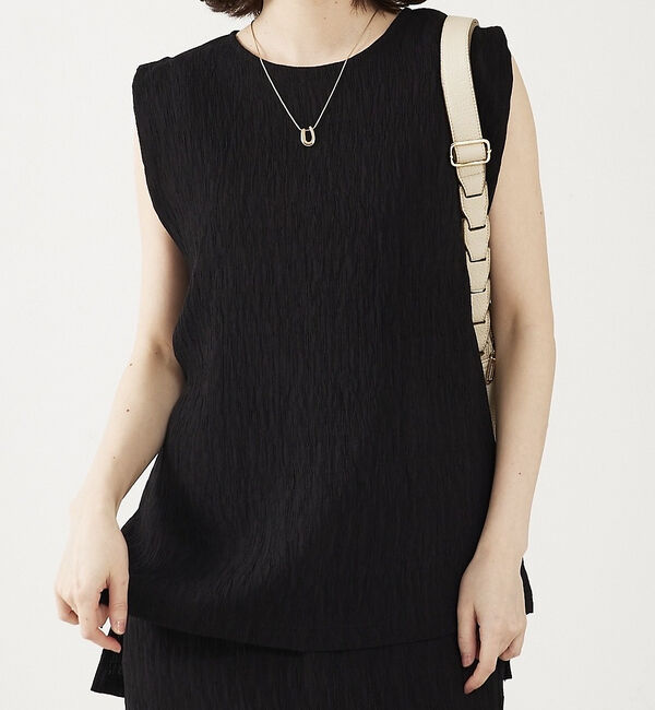 abahouse mavie「【セットアップ対応】楊柳バックジップノースリプルオーバー」|シャツ・ブラウス|ブラック