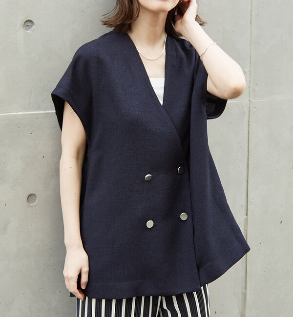 abahouse mavie「【セットアップ対応】ライトツィードフレンチジャケット」|ベスト・ジレ|ネイビー