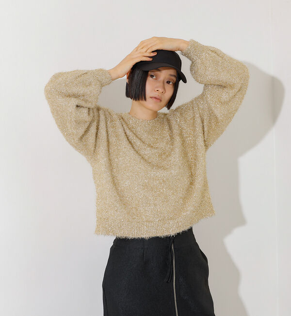 NOMINE「ラメシャギープルオーバー」|ニット・セーター|ゴールド