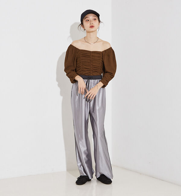 NOMINE「シャーリング ボリュームスリーブ2WAYプルオーバー」|Tシャツ・カットソー|