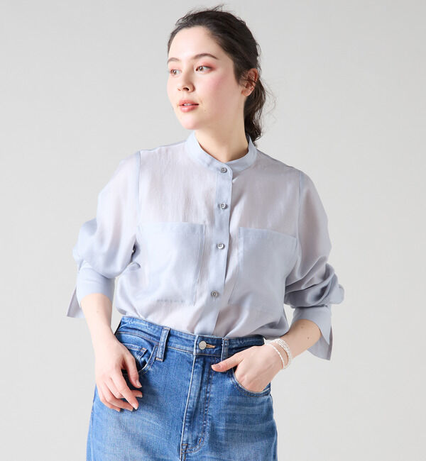 TIARA「ビッグポケットシャツブラウス」|シャツ・ブラウス|サックス