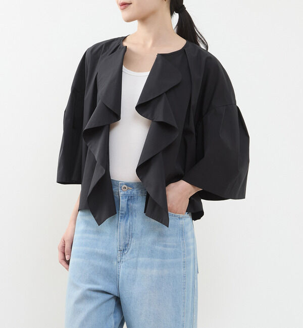 TIARA「フリルスキッパーブラウス」|シャツ・ブラウス|ブラック