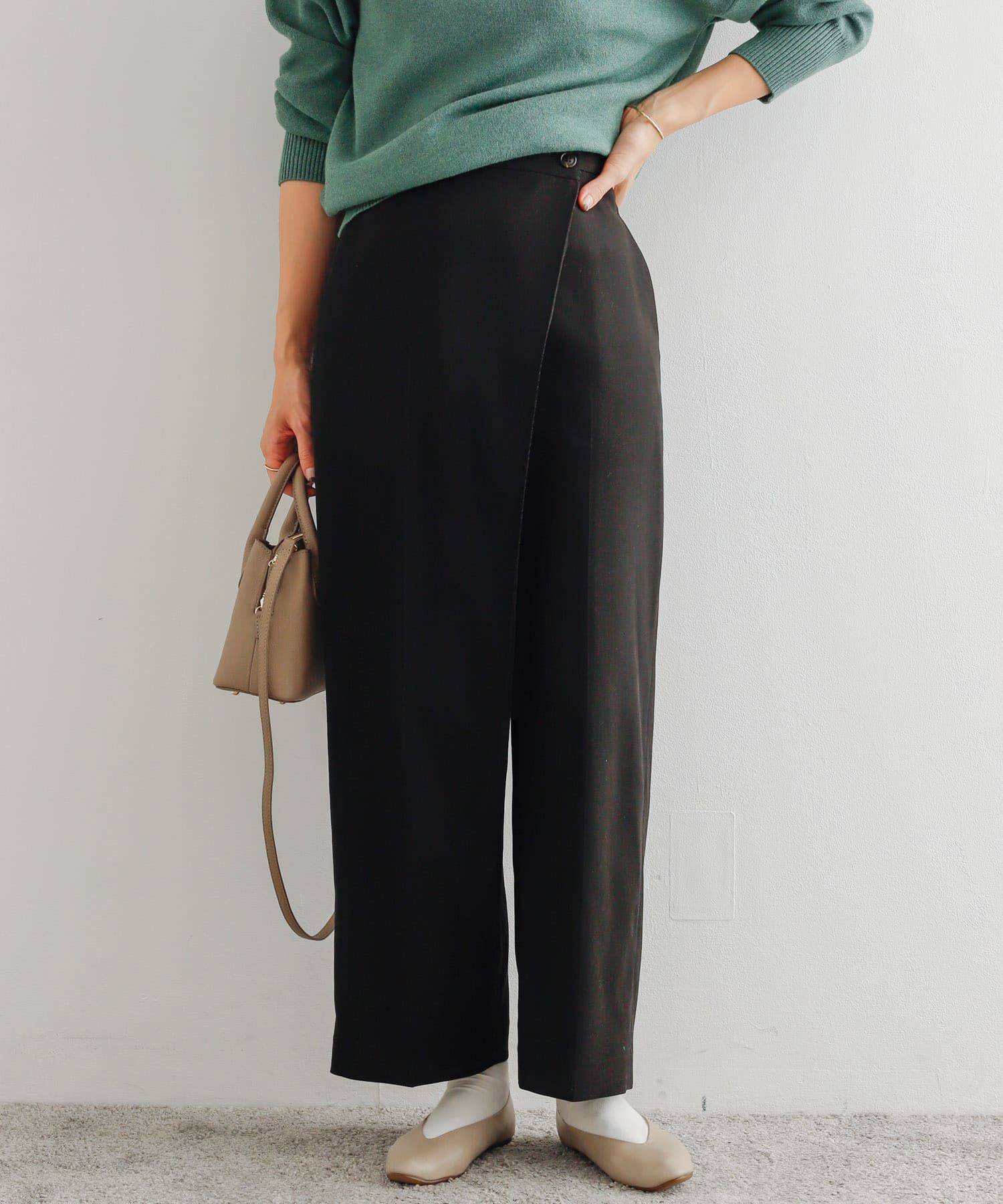 URBAN RESEARCH DOORS「ラップワイドパンツ」|その他|ブラック