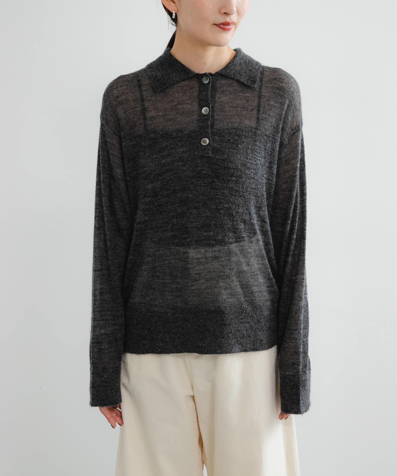URBAN RESEARCH「ヘアリーポロ衿付きニット」|ニット・セーター|