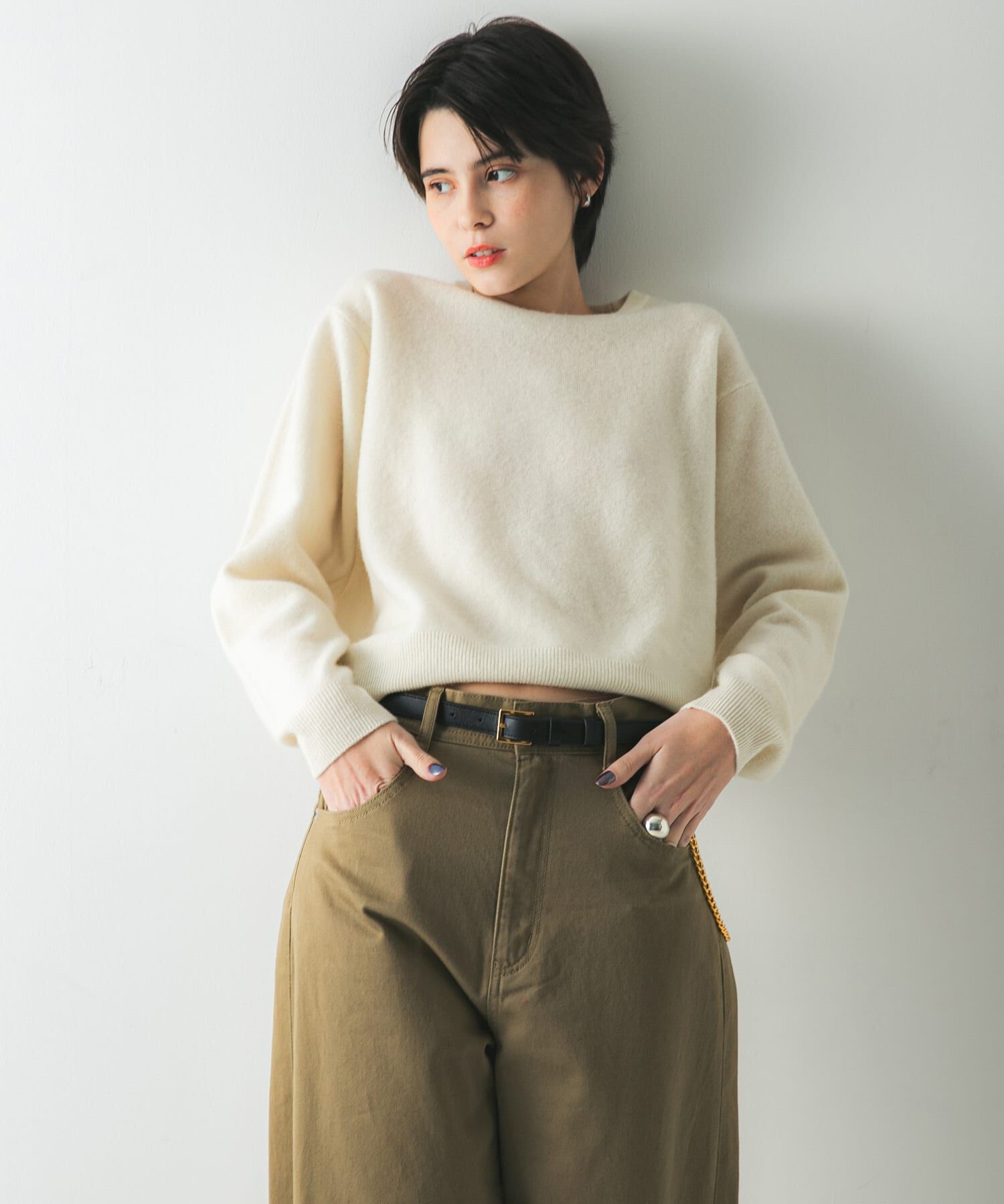 URBAN RESEARCH「ウール100 クルーネックソフトニット」|ニット・セーター|オフホワイト