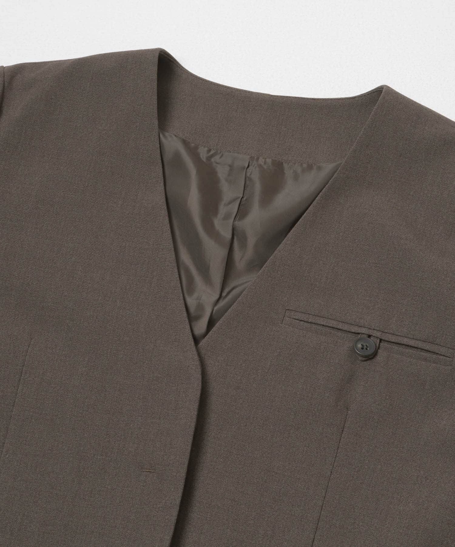  「ノーカラーデザインジャケット」|ノーカラージャケット|