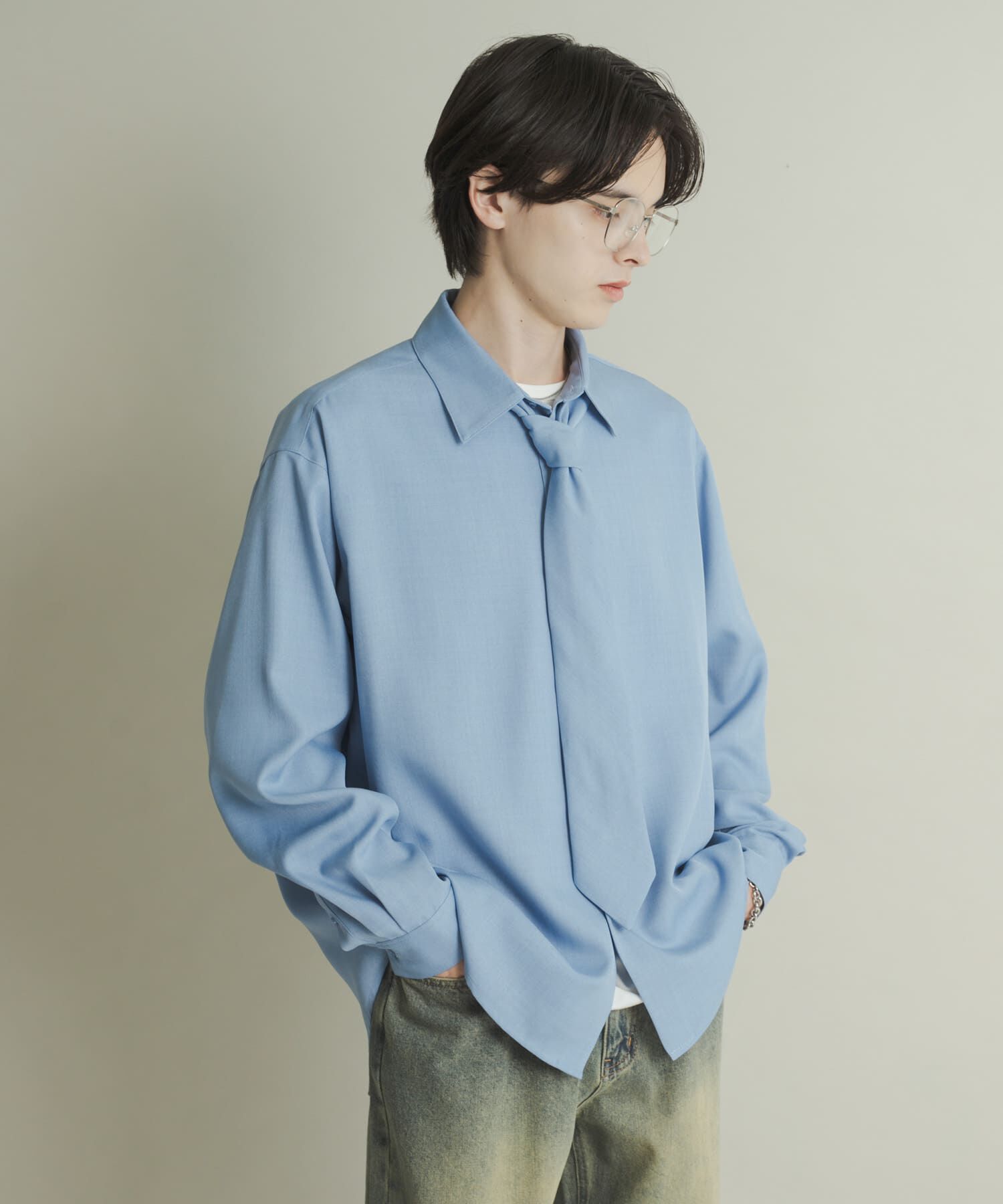 SENSE OF PLACE by URBAN RESEARCH「レギュラーカラーネクタイシャツ」|シャツ・ブラウス|ブルー