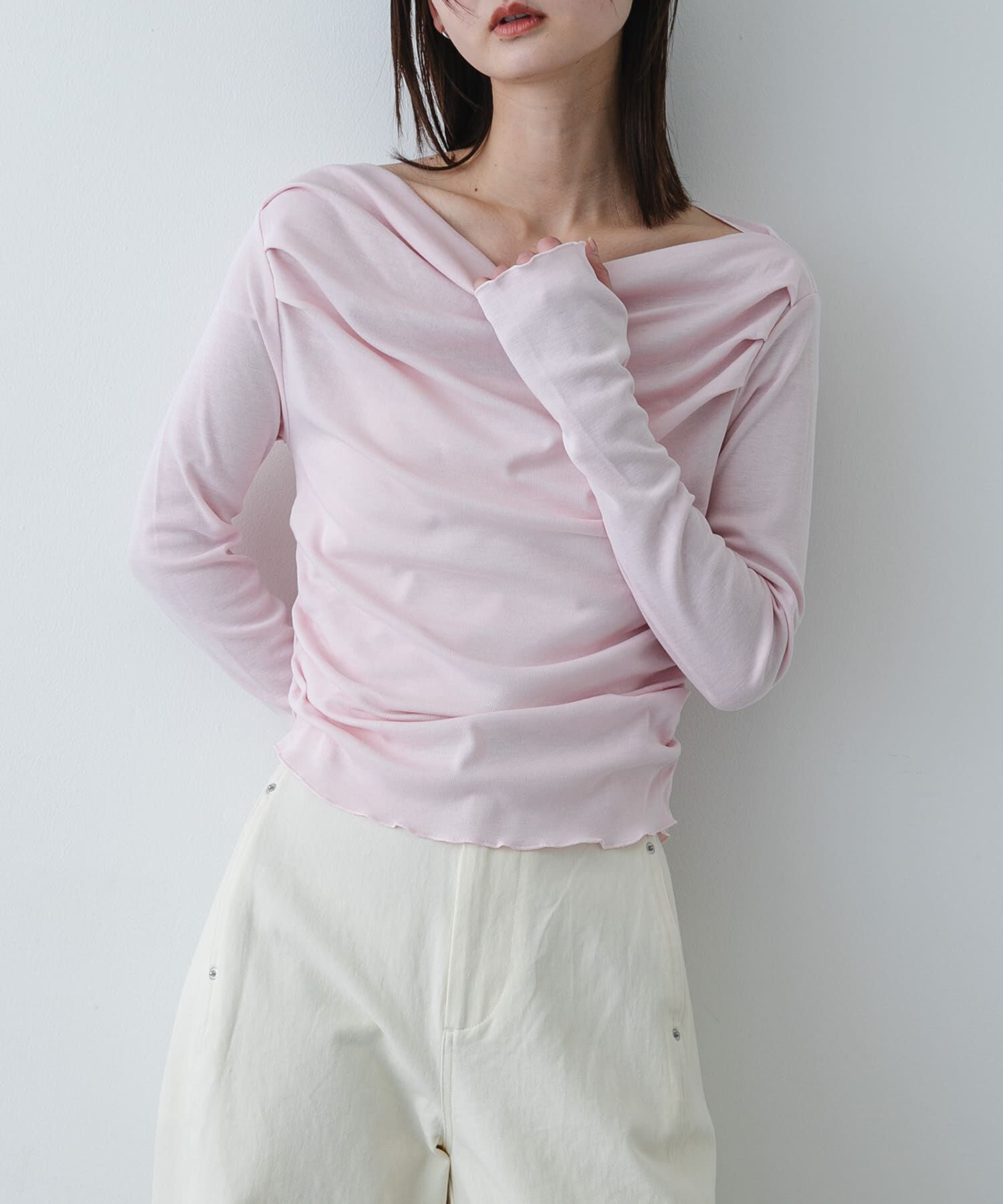 SENSE OF PLACE by URBAN RESEARCH「シアードレープリブトップ」|Tシャツ・カットソー|ピンク