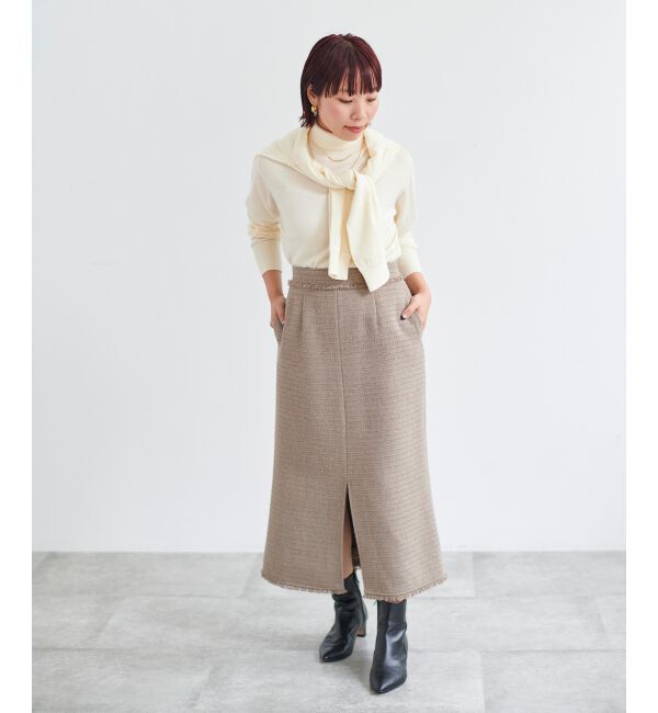 le.coeur blanc「ツイードフリンジストレートスカート」|スカート|
