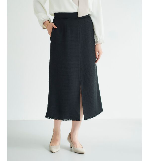 le.coeur blanc「ツイードフリンジストレートスカート」|スカート|