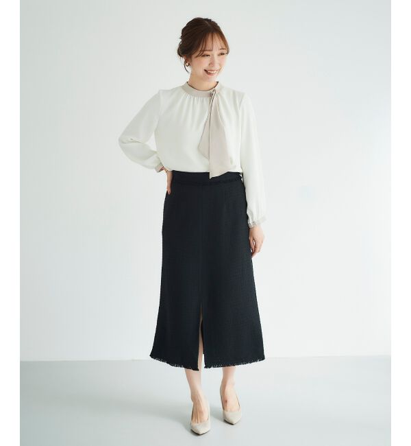 le.coeur blanc「ツイードフリンジストレートスカート」|スカート|