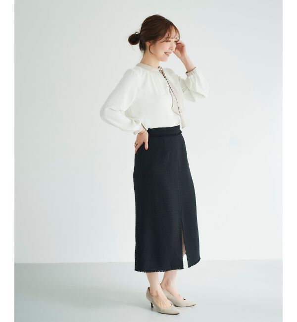 le.coeur blanc「ツイードフリンジストレートスカート」|スカート|