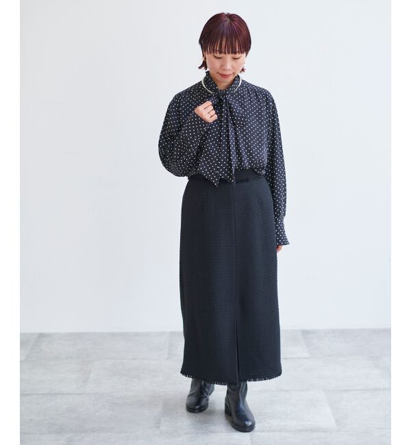 le.coeur blanc「ツイードフリンジストレートスカート」|スカート|