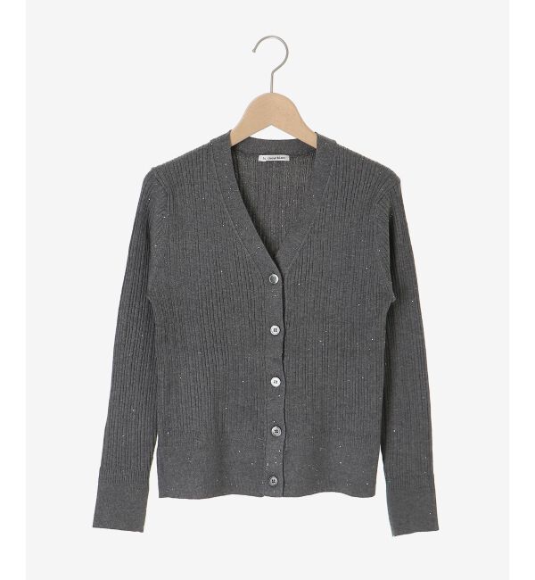  「《手洗い可能》スパンコールリブVネックカーディガン」|カーディガン|