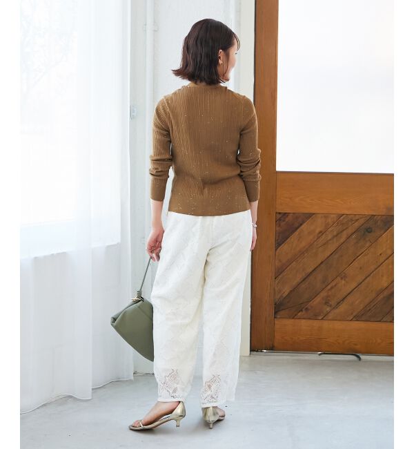  「《手洗い可能》スパンコールリブVネックカーディガン」|カーディガン|