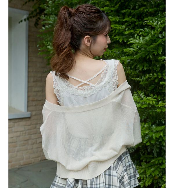  「レースクロスタンク」|タンクトップ|アイボリー