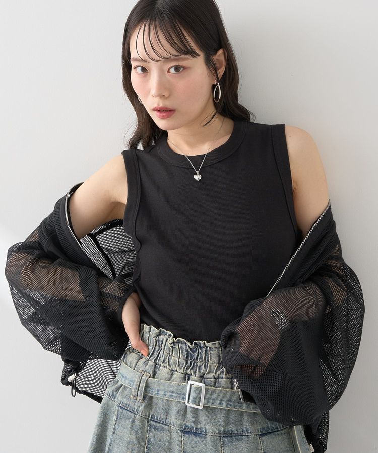earth music&ecology「リブタンクトップ」|インナー|Black