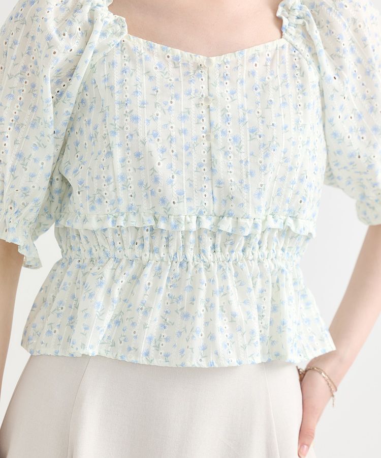 earth music&ecology「フラワー刺繍フリルヘムブラウス」|シャツ・ブラウス|