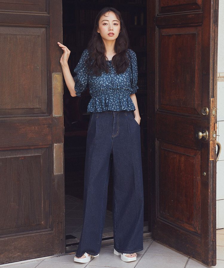 earth music&ecology「フラワー刺繍フリルヘムブラウス」|シャツ・ブラウス|