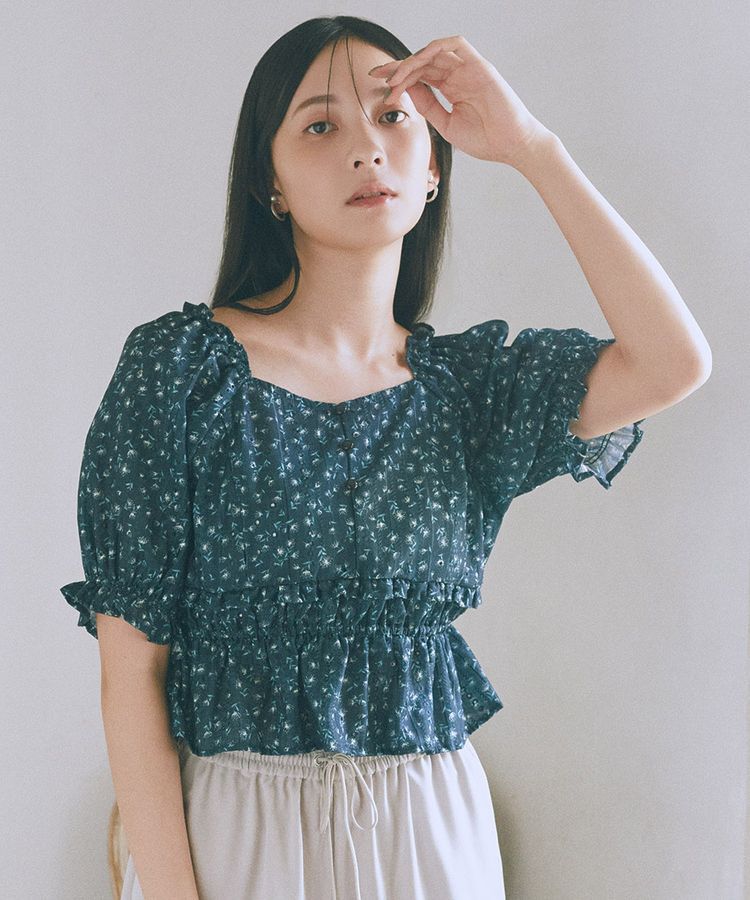 earth music&ecology「フラワー刺繍フリルヘムブラウス」|シャツ・ブラウス|