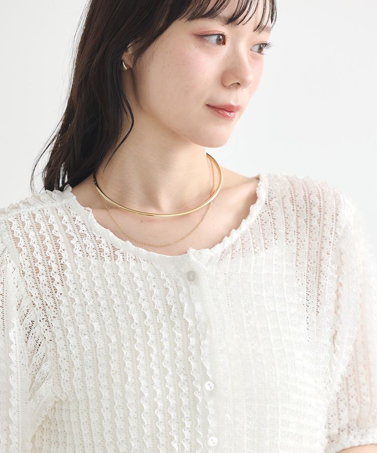 earth music&ecology「ミニフリルカットレースアンサンブル」|カーディガン|