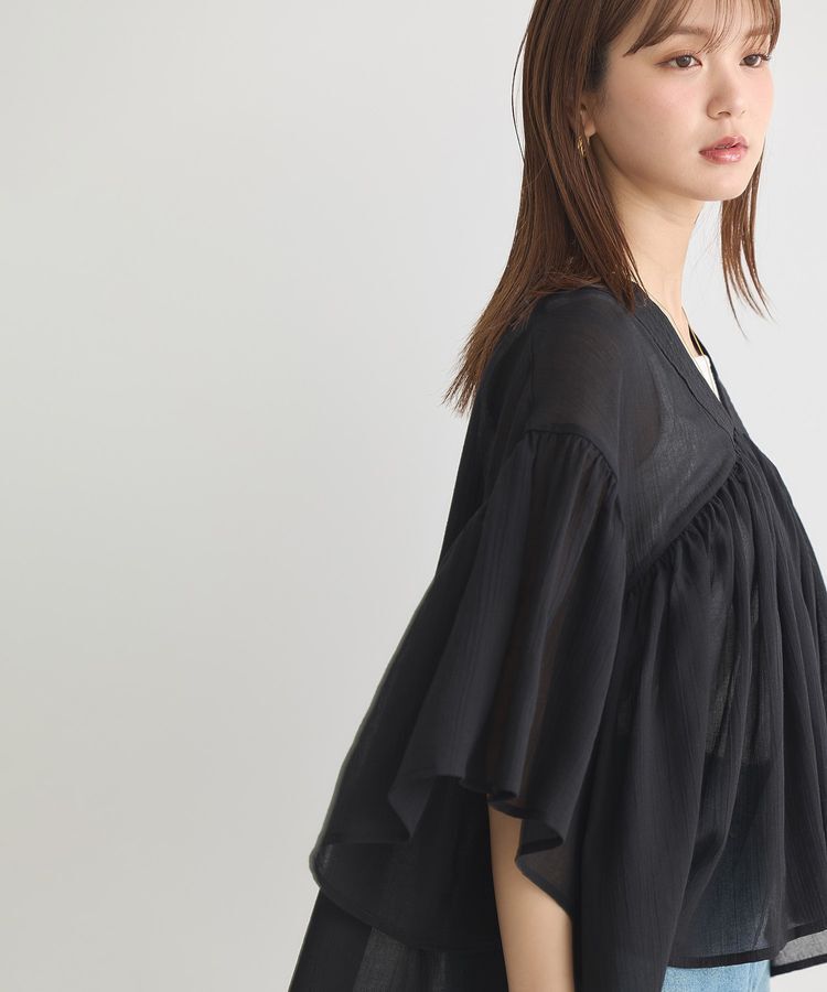 earth music&ecology「Vネックギャザーブラウス」|シャツ・ブラウス|