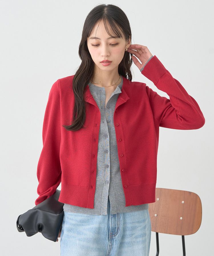 earth music&ecology「バイカラーレイヤード風カーディガン」|カーディガン|