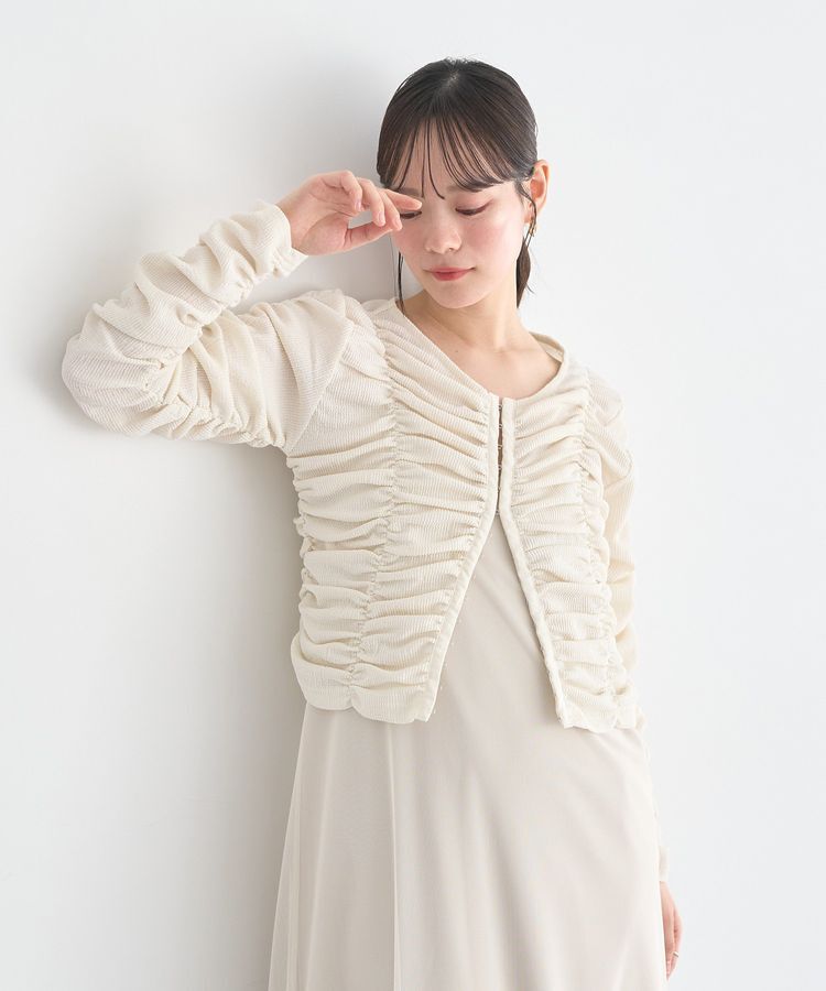 earth music&ecology「フロントホックシャーリングトップス」|カーディガン|