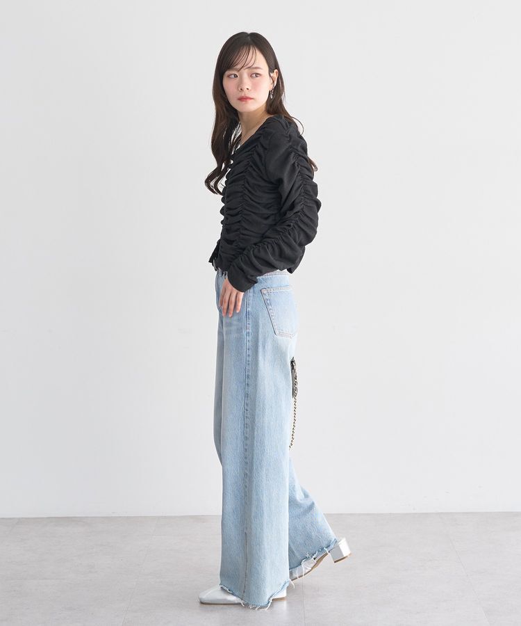 earth music&ecology「フロントホックシャーリングトップス」|カーディガン|